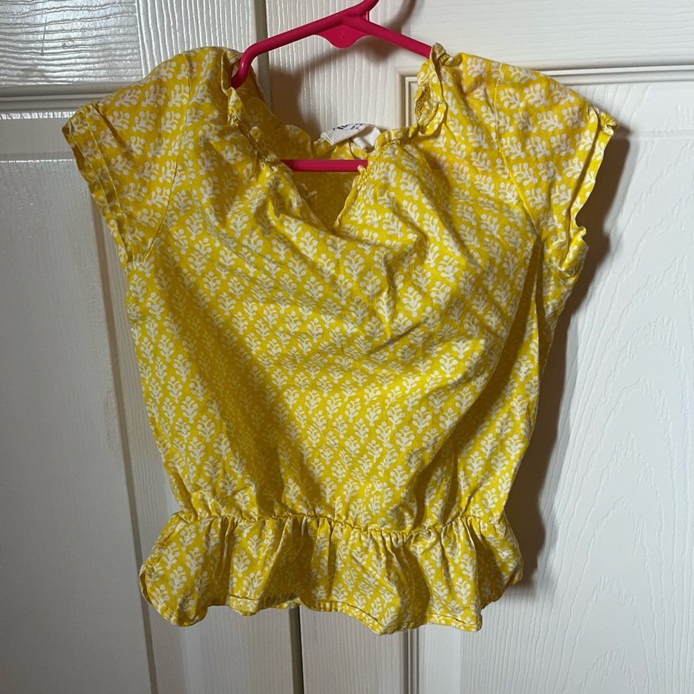 Yellow Floral Ruffle Blouse
